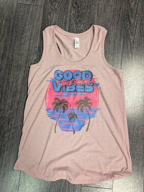 Barbells And Ponytails Racerback "Good Vibes" Tank Top Sz M NEW